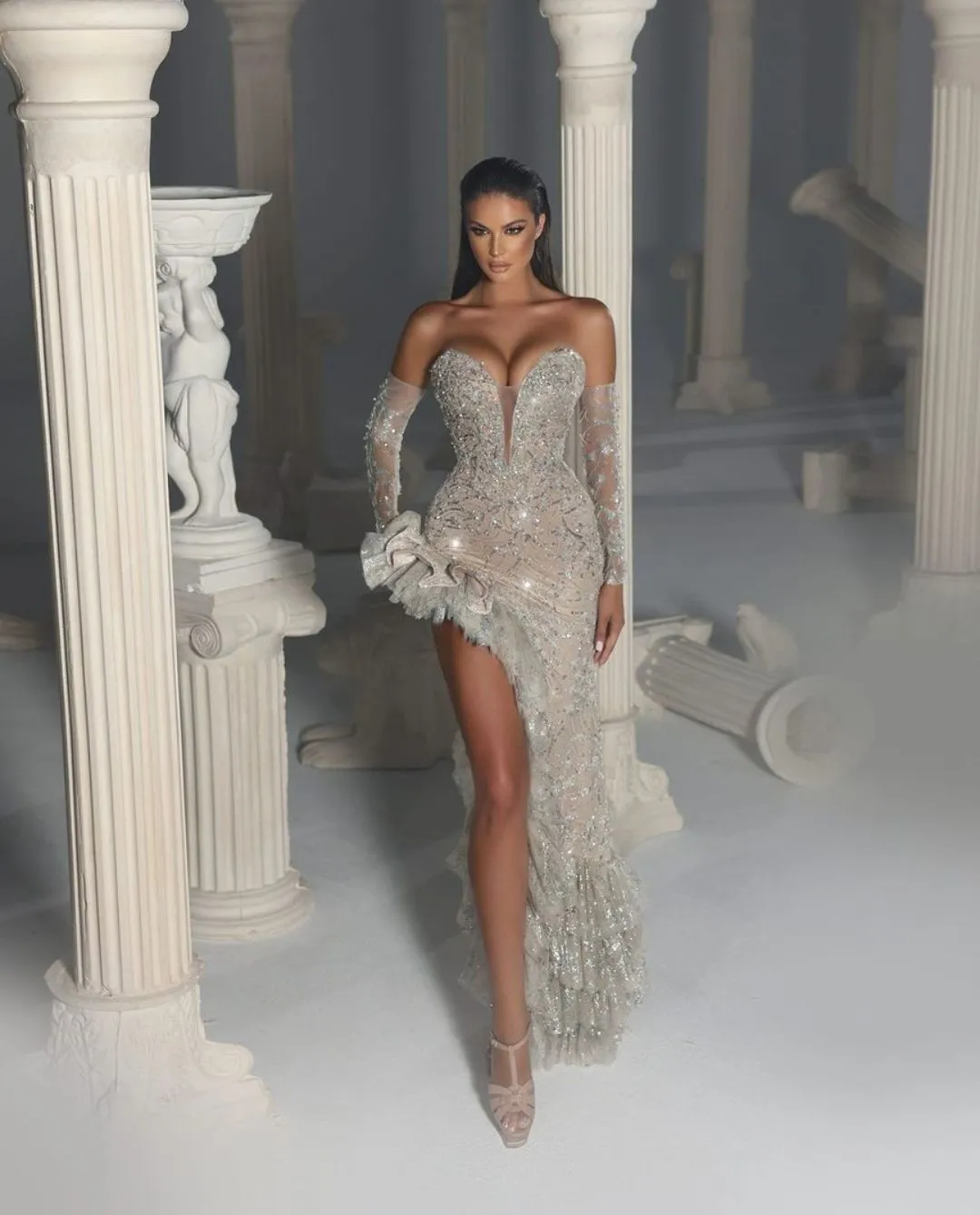 Save Big on Bulk Long Sleeve Mermaid Formal Dresses Custom Made Prom  Dresses, Mermaid Style Prom Dresses: Elegant Long Sleeve Evening Gown With  V