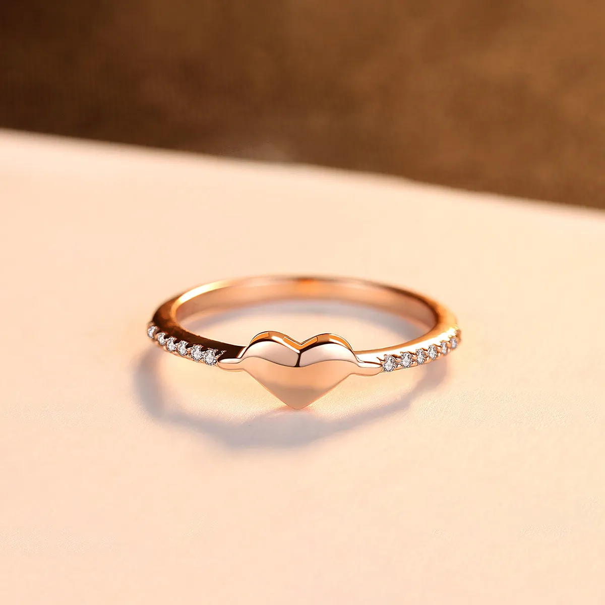 Masowe romantyczne serce Rose Gold Pierścień Kobiety luksusowa marka S925 Srebrny mikro zestaw cyrkon pierścień żeńska urok pierścień weselny