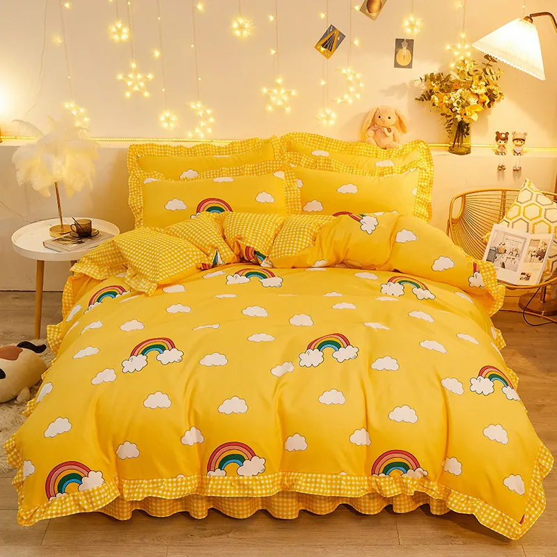 Yellow Floral Bedding Set Collection with Bed Sheet – Kawaiies