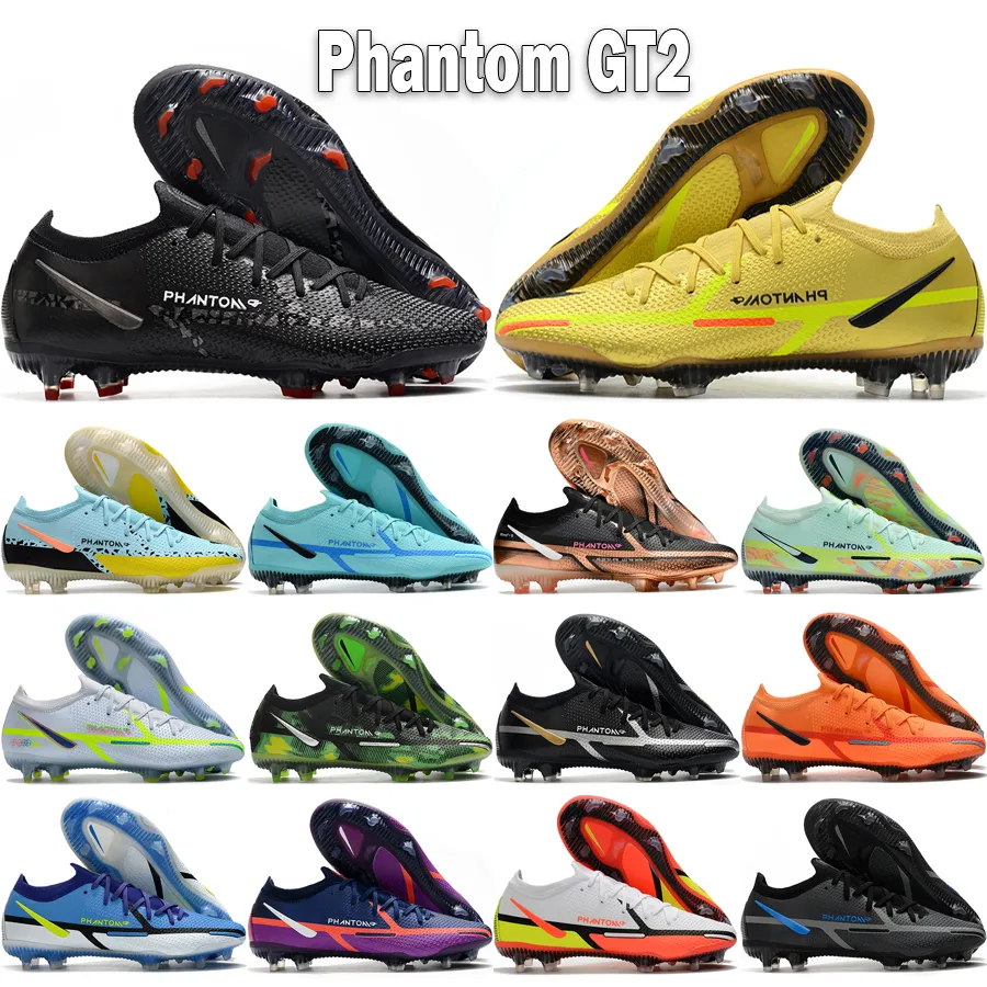 Phantom GT 2 Elite FG Men Soccer Shoes GT2 Boots Low Bolned The Progress Lucent Generation Shadow Blueprint Reneform Big Boys Outdoor Football Cleats Size 39-45