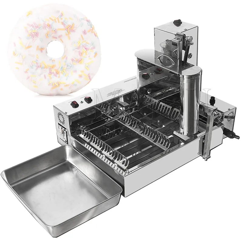 1800 Pcs/H 220 v 110 v Automatique Donut Maker Donut Friteuse 4 Rangées De Mini Donuts Moulage Friture Machine