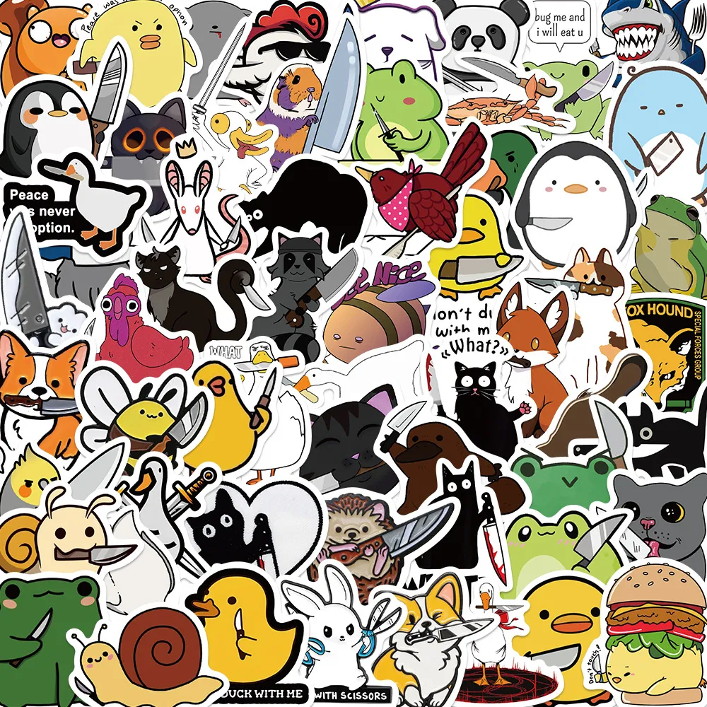 60st Cartoon Cute Knife Animals Graffiti Stickers för DIY Bagage Laptop Skateboard Motorcykelcykelklistermärken TT217