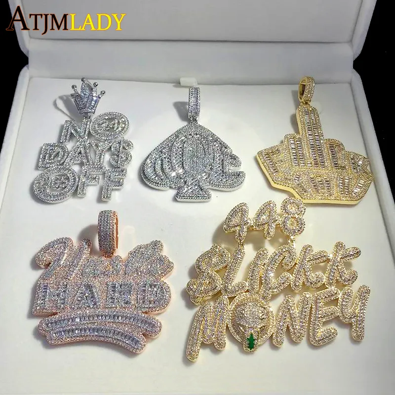 Colares pendentes Iced Out Bling CZ CARTAS CLACH CUNCO DE ZIRCONIA CUBICA VÁRIOS DESIGN LETTRT CHARM HOMENS MUNIES MAIOS MATELA HIP HIP JEWELS 230511