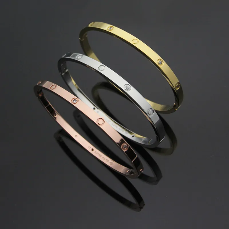 4 mm dunne gouden armband klaver armbanden Designer sieraden roségoud verzilverde titanium zirkoon tennis armband liefde bangle manchet armbanden cjeweler mode