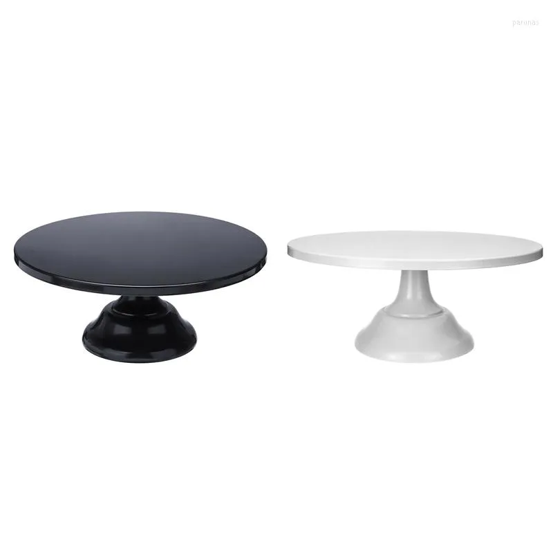 Baking Moulds 2 Pcs 12 Inch Iron Round Cake Stand Plate Pedestal Dessert Holder Wedding Birthday Party Black & White