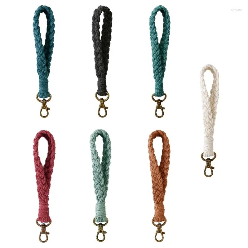 Keychains Hand-woven Keychain Cotton Rope Ornament Crochet Keys Strap Anti-Lost Phone Chain For Women Men Car Bag Hanging Pendant Charm