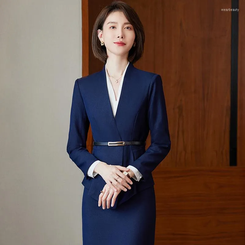 Professional Two-piece Suit Set, Lapel Collar Top & Bodycon Skirt Outfits,  Women's Clothing