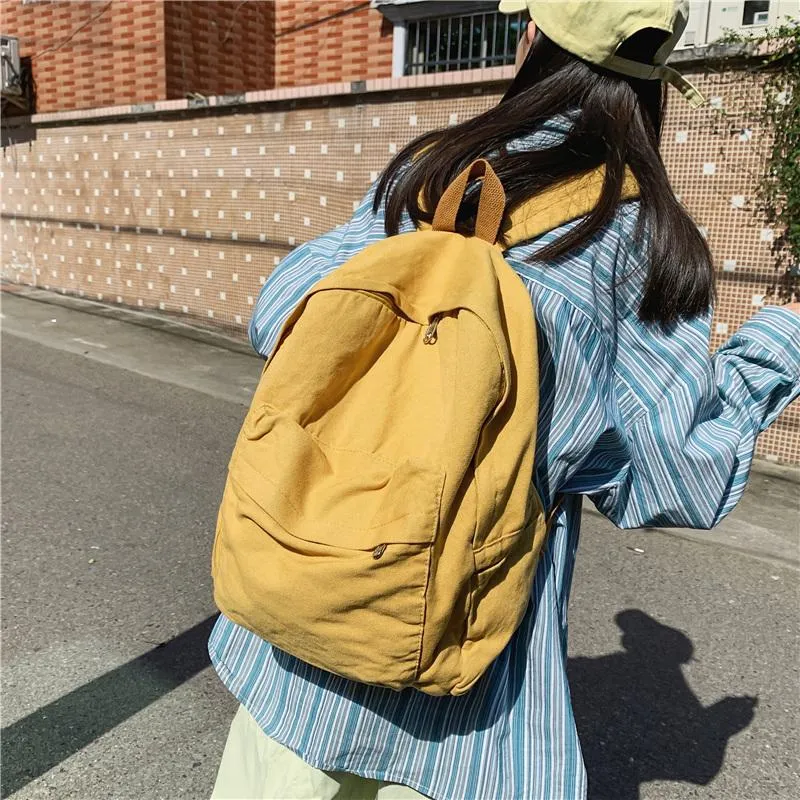 Rucksack 2023 Büchertasche Gewaschene Leinwand Frauen Für Teenager Mädchen College Männer Schwarz Baumwolle Schultasche Reise Student Mochila