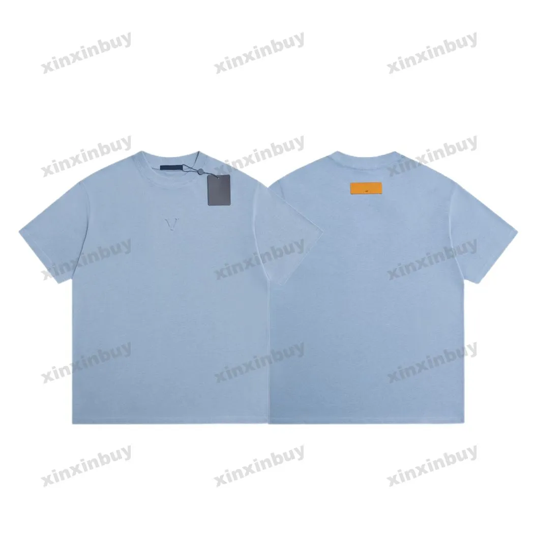 xinxinbuy Herren Designer T-Shirt 23SS Prägung Buchstabendruck 1854 Kurzarm Baumwolle Damen Grau Weiß Schwarz Blau Grün XS-L