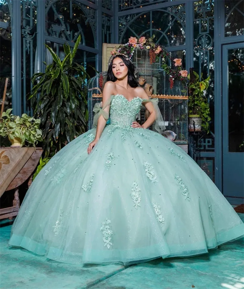 Vestidos de quinceañera verde menta shop