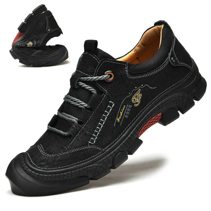 Hiking Footwear Outono novos masculinos ao livre couro genuno homem tamanho 38-46 mocassins oxfords moda caminhadas P230511