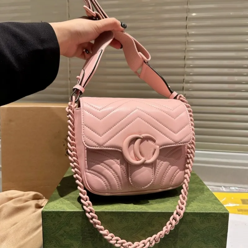 Markowe torby luksusowa marmont torba na ramię z łańcuszkiem Macaron crossbody torba damska skórzany portfel różowy czarny biały kwadrat hobo modny nowy g 5A najwyższa jakość