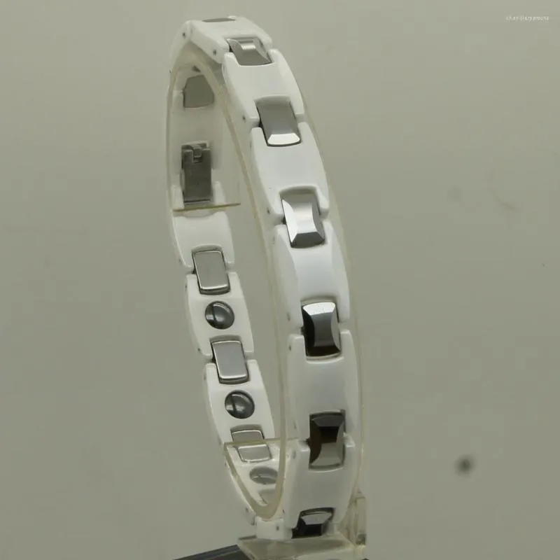Link bransoletki 10 mm mężczyzn/kobiety czarny kamień magnetyczny hi-tech srapanie biały ceramiczny wolframowa bransoletka