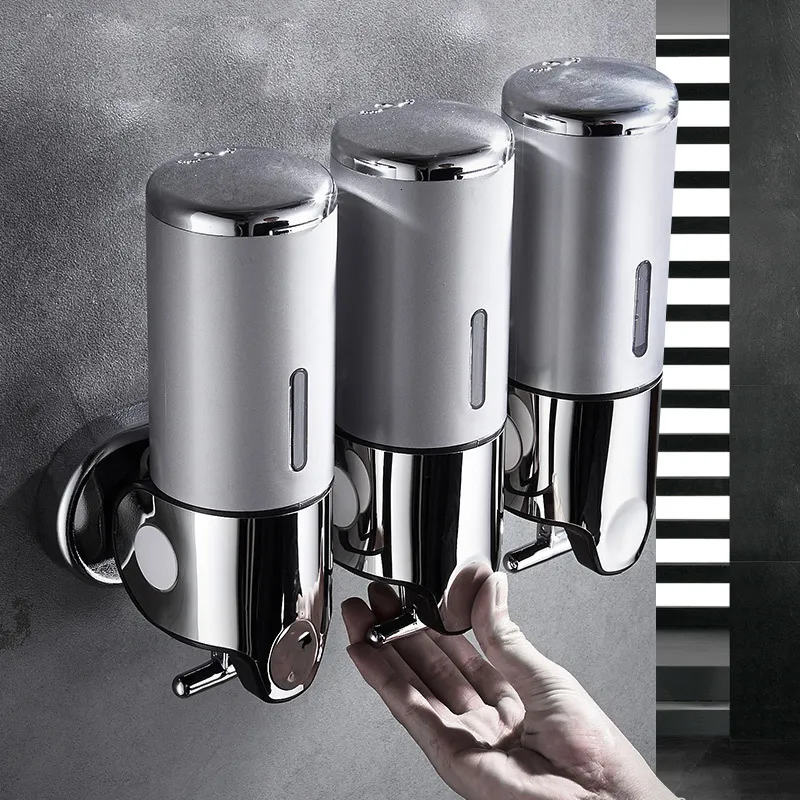 Liquid Soap Dispenser Wall Mounted Bathroom Shampoo Double Holder Head Shower Container 230510