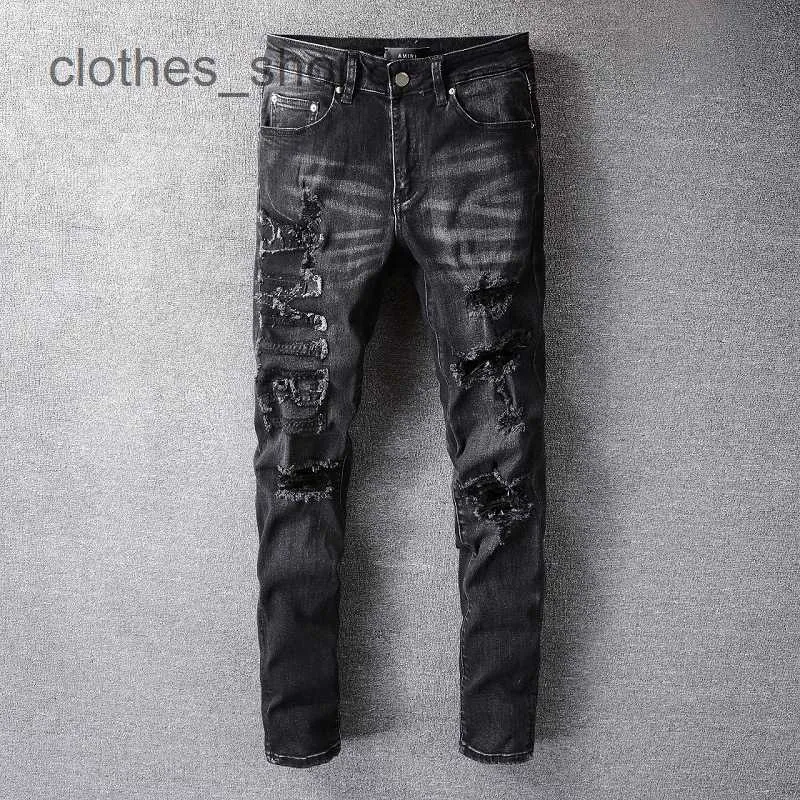 Jeans de créateurs Jean Amirres Denim Hommes Pantalons NOUVEAU US Loisirs Hip Hop High Street Usé Lavé Moucheté Peint Slim Fit Jeans pour Hommes # 698 HX1N