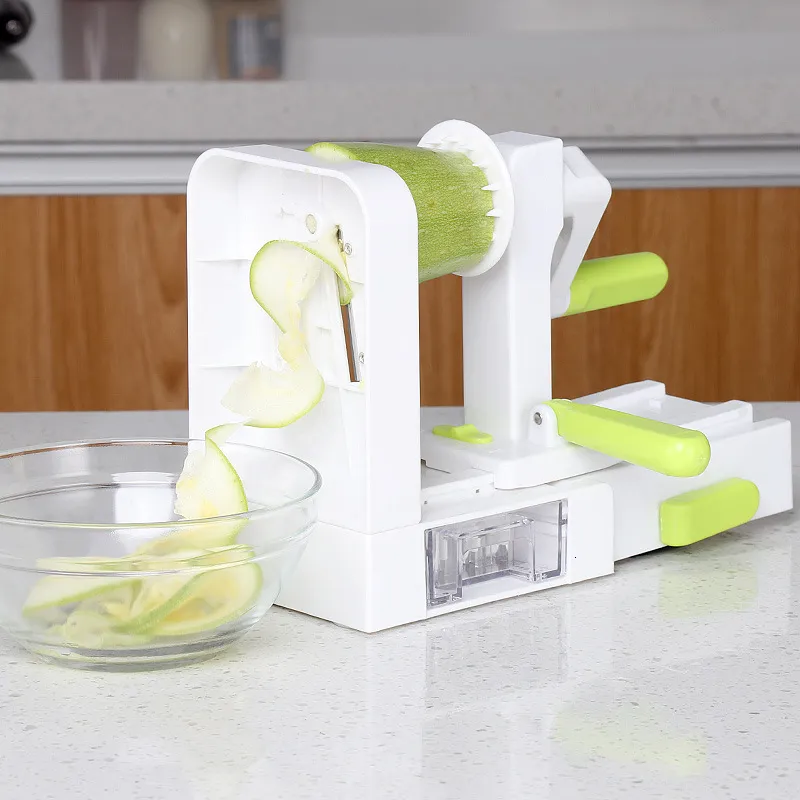 Fruktgrönsaksverktyg Fällbar spiralisator Vegetabilisk skivor med 5 roterande blad Cutter Pasta Spaghetti Zucchini Noodles Maker Kitchen Vegetable Tool 230511