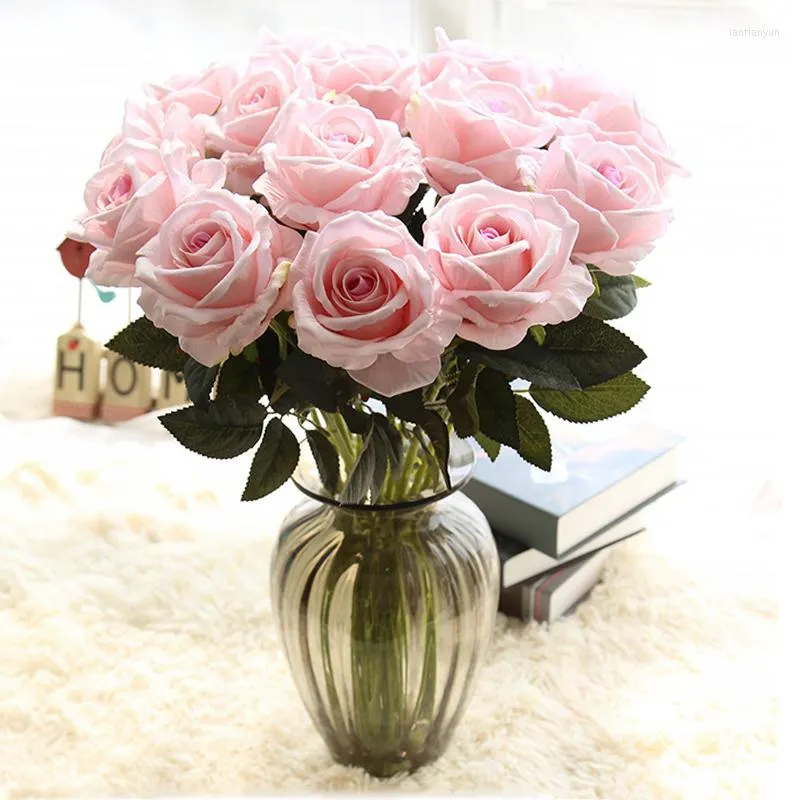 Decoratieve bloemen Rose Pink Peony Artificial Bouquet 12 Big Head Fake for Home Wedding Decoration Indoor