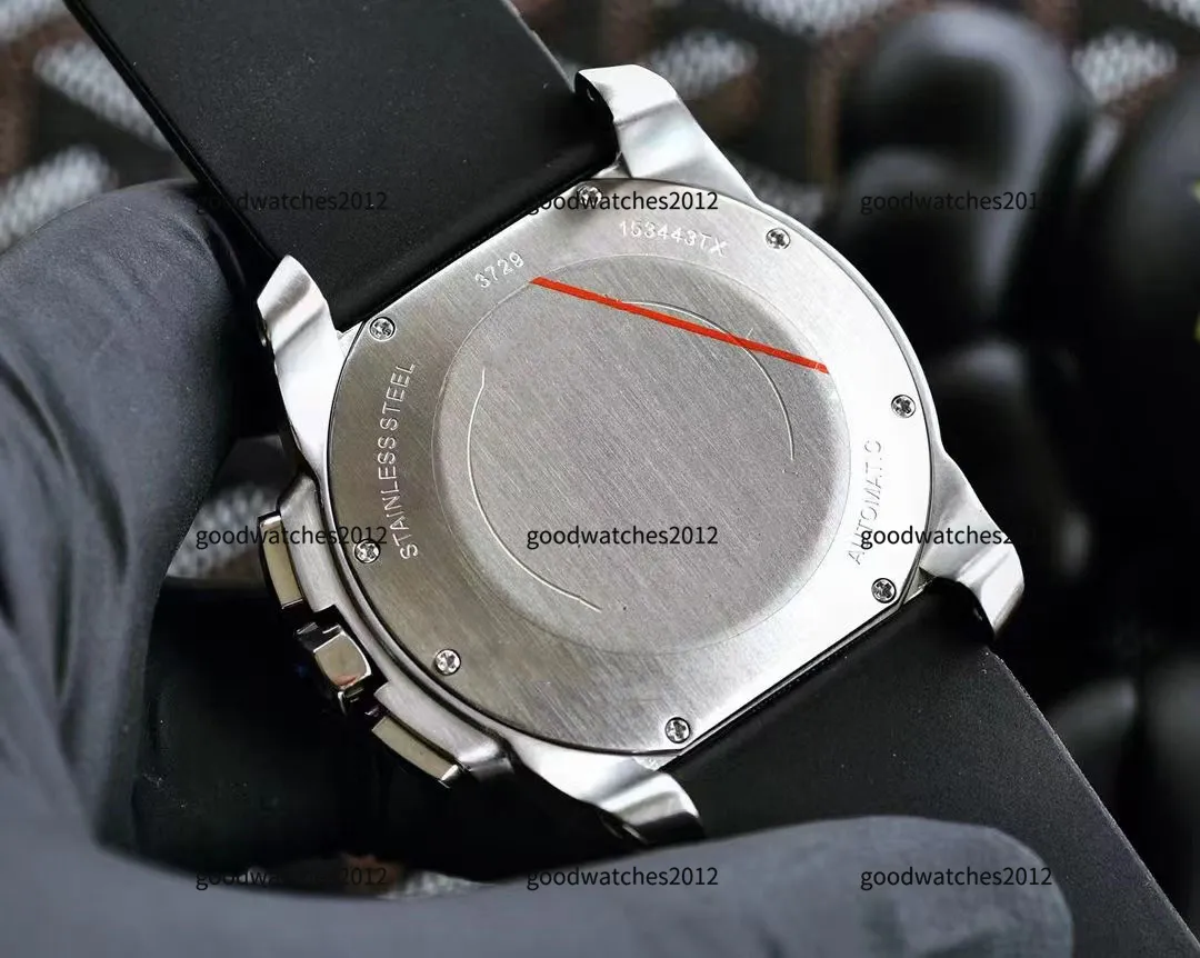 Montres automatiques en caoutchouc 43mm montres en acier inoxydable montres mécaniques boîtier et Bracelet mode hommes montre-bracelet 193m