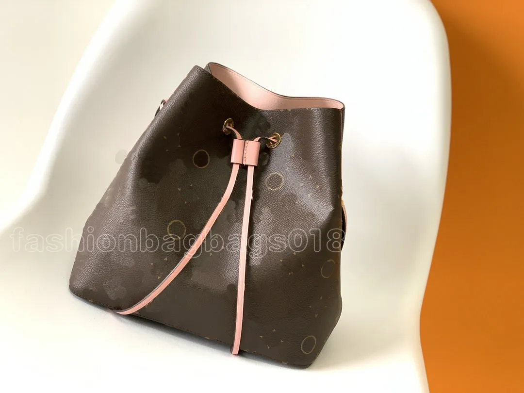 N40474 NEONOE MM hinkväska nautiska kvinnor damier azur canvas dragkammare fräsa lyxiga designer maritime rep kedjor axelväska läder crossbody handväska påse