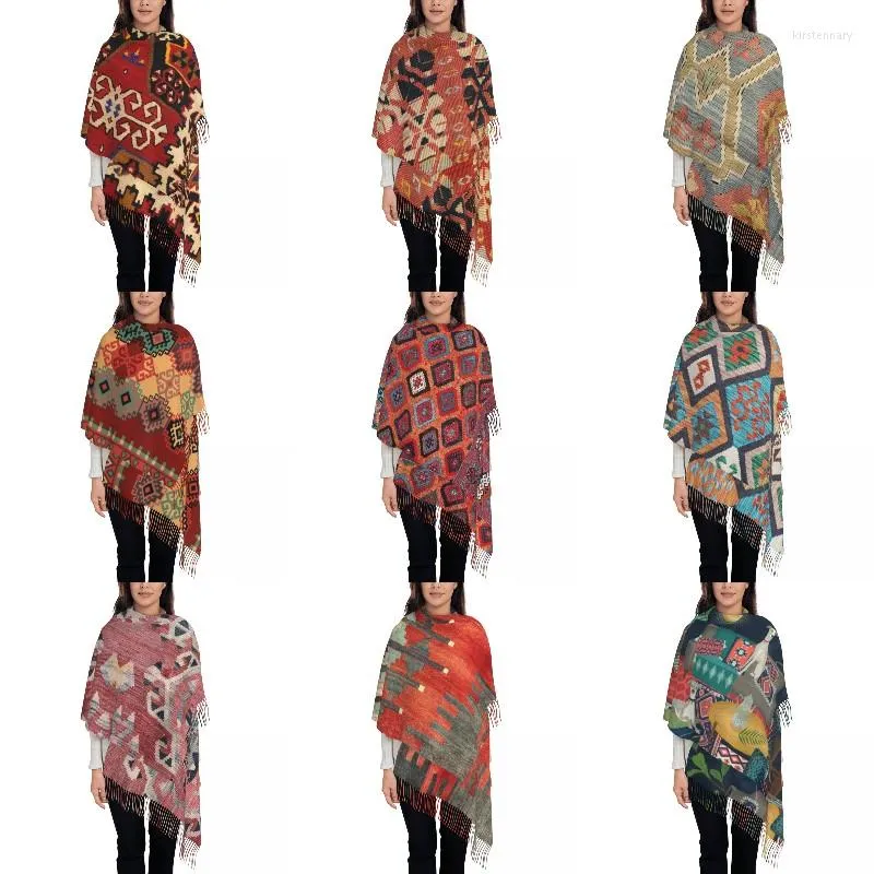 Lenços sarkisla sivas boêmio turco kilim tassel lenço de inverno outono shawls acolhedores envoltórios de arte étnica vintage