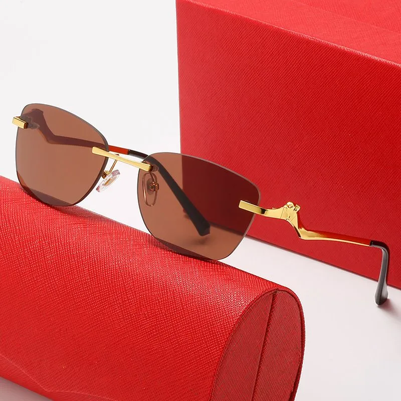 Luxury Leopard Rimless Sunglasses Lenses Mens Clear Men Frame And $14.81 For Women From Sunglassesluxu