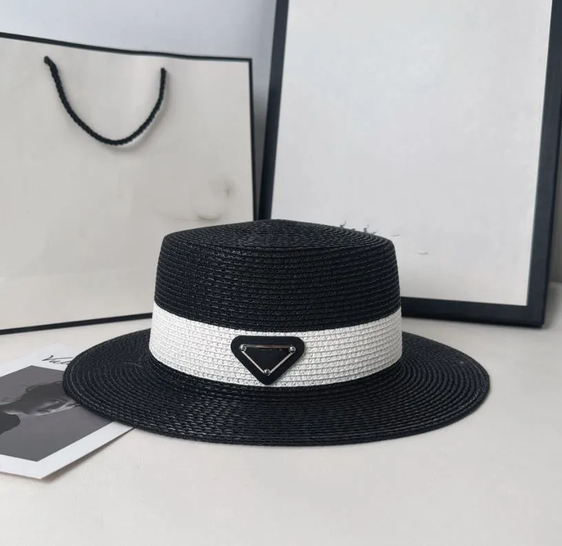 Avec triangle métal mark chapeau paille femelle printemps et d'été tout