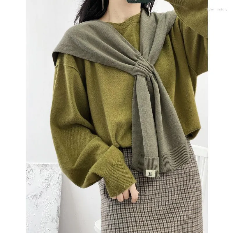 Scarves Women's Autumn Winter Knitted Shawl Korean Style Loose Blanket Fashion Muslim Woman Abaya Designer Scarf Ladies Bandana Knit