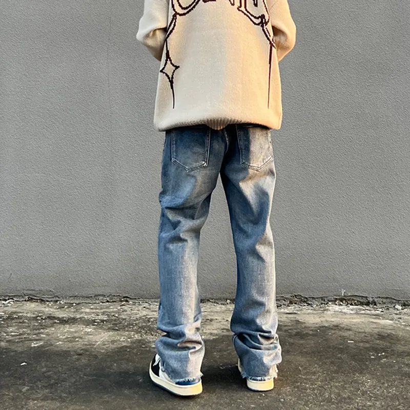 Street Simplicity Solid Patchwork High Waist Boot Cut Denim Jeans Street Simplicity Solid Patchwork High Waist Boot Cut Denim Jeans