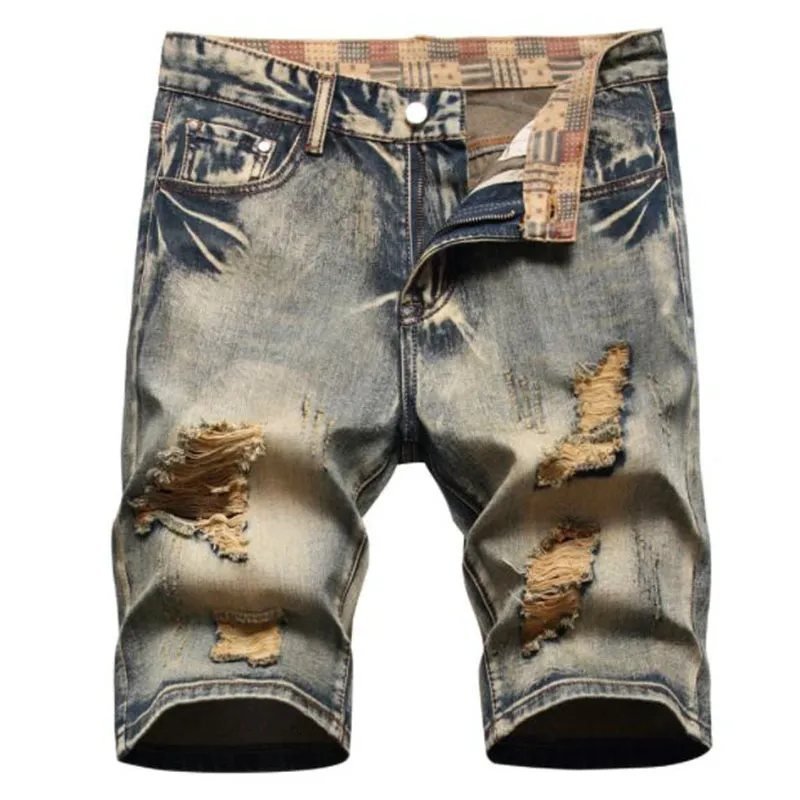 2022 Summer New Fashion Mens Ripped Short Jeans Brand Clothing Bermuda Cotton Shorts Breathable Denim Shorts Male Size 29-42