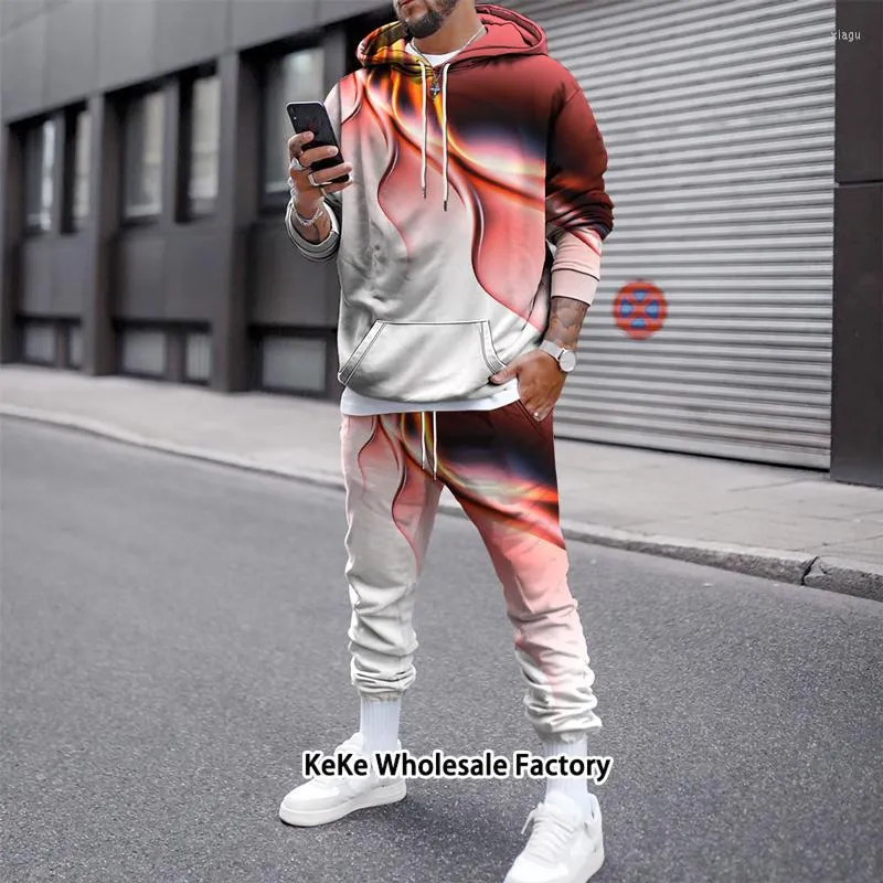 Ch ndales de hombre moda llama 3D impreso sudaderas y pantalones de ch ndal traje Casual ch ndal para hombre sudaderas con capucha pantalones 2 piezas