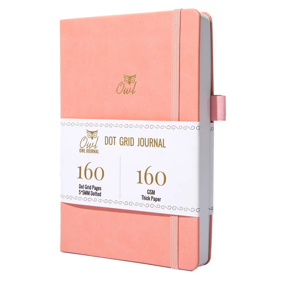 Kuitbiemen buke 5x5mm Journal Dot Gird Notebook 160 pagina's Maat 5.7x8.2 inch 160GSM Ultra dikke bamboe papier Diy Bujo Planner 230511