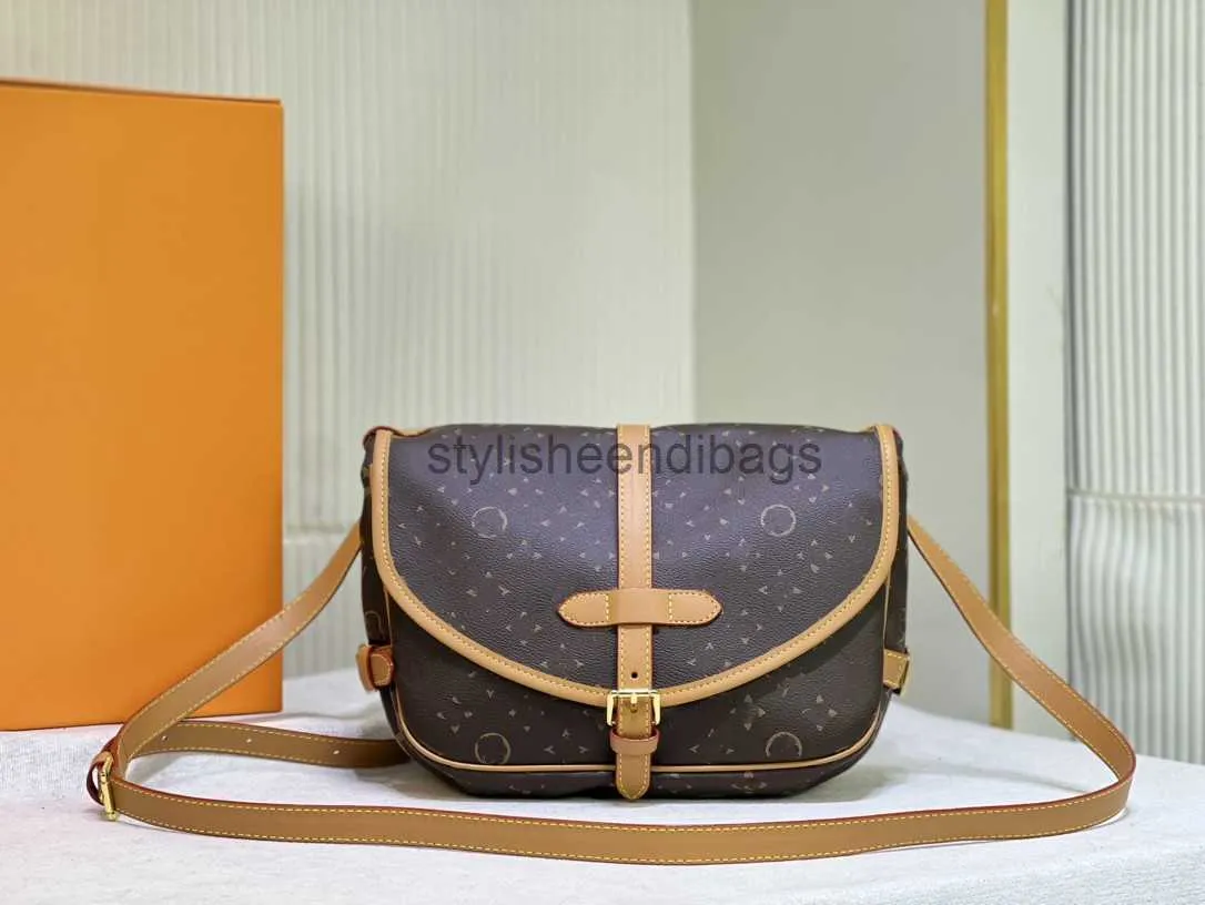 Stylisheendibags axelväskor L Saumur Medium axelväskor Bruna blommor Handväskor M40710 Kvinnor Designer Dauphine Handväska Fashion Crossbody Bag M46538