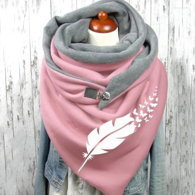 Scarves 2023 Fashion Winter Scarf For Women Printing Button Soft Wrap Casual Warm Shawls Foulard Femme Neck