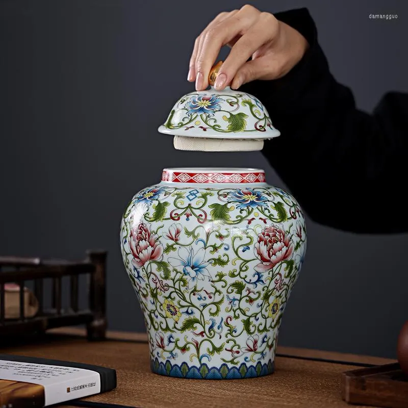 Lagerung Flaschen Keramik Tank Tee Caddy Chinesischen Retro Desktop Organisation Shop Moderne Dekoration Ornamente Gläser
