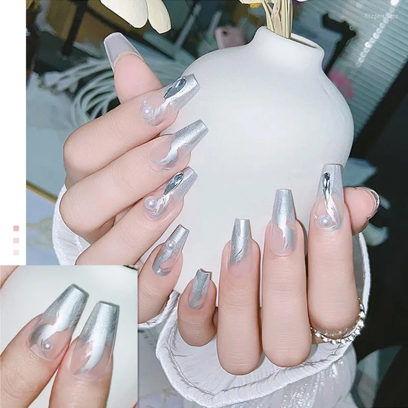 Fake Nail Art Weddings Fake Stick On Shiny Paragraph Short Fashion  Removable Manicure Patch Press Long Stiletto Full Cover For Gir From  Dadabibi, $6.62 | DHgate.Com