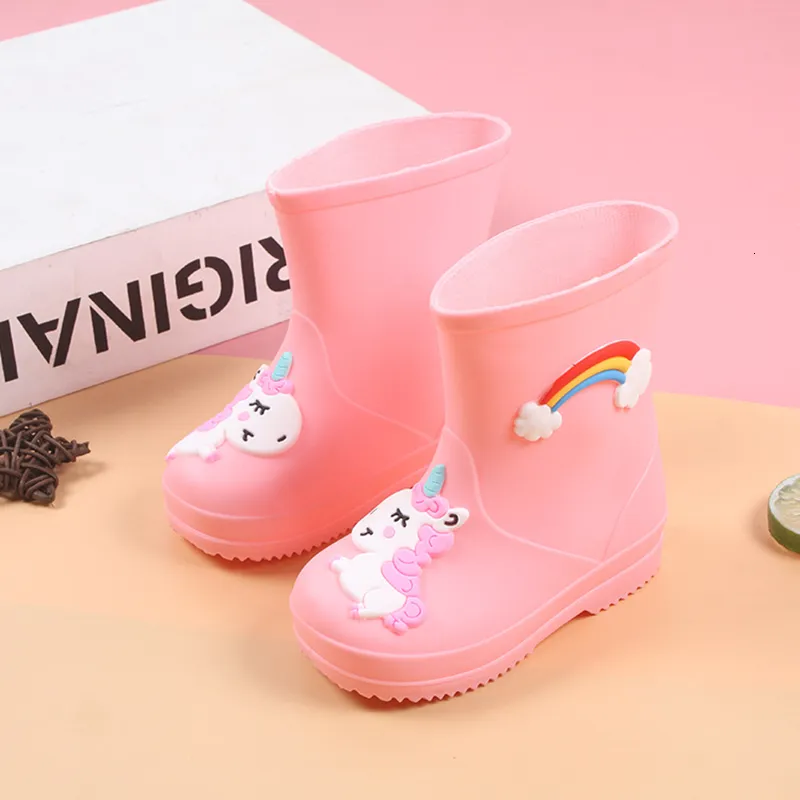 Дождевая передача дождь ботинки дети четыре сезона девочка милая 3D Unicorn Водонепроницаемая обувь детские мальчики сапоги из ПВХ детская вода обувь Rainboots 230511