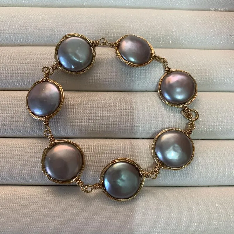 Link Bracelets Natural Pearls Have Very Good Gloss. White And Gray Baroque Retro Designer's Works By Postage_voghion.com