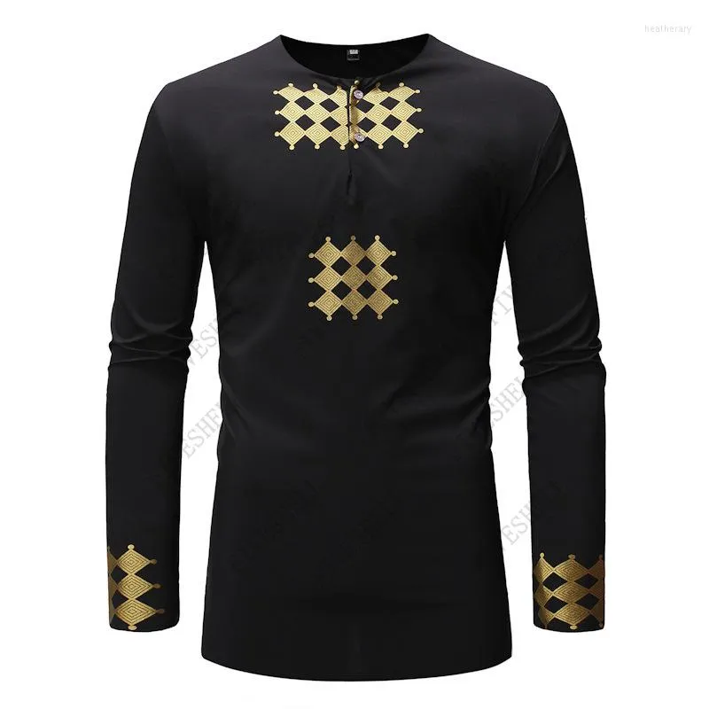 Roupas étnicas masculinas tradicionais camisas africanas de manga longa Dashiki Men Shiny Metallic Pried Party Streetwear Roupas xxl