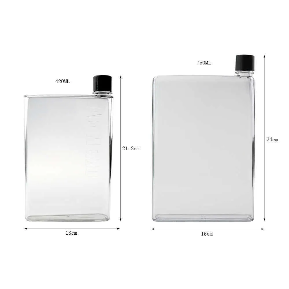 Flat Water Bottle  Clear Slim A5 Water Bottles For Backpacks