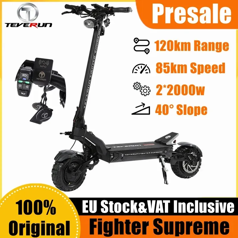 UE Stock Teverun Fighter Teverunsupreme 8000W 72V 35AH Electric Scooter TFT Wyświetlacz najwyższa prędkość 100 km/h inteligentna aplikacja Skustra aplikacji