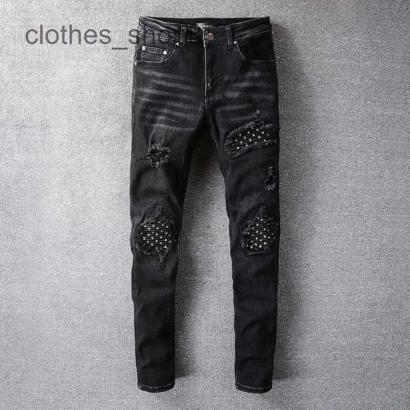 designer jeans Men's Jean Amirres Denim Mens Pants NEW US Leisure Hip Hop High Street Worn-out Washed Speckled Painted Slim Fit Jeans for Men #803 QOS3