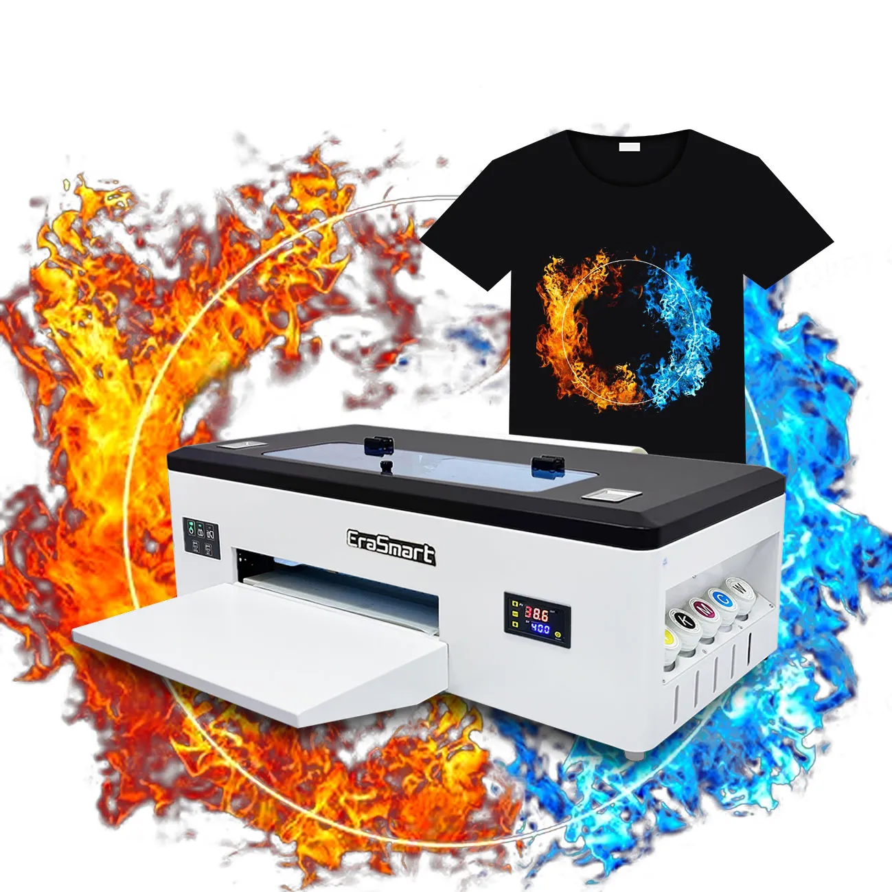 Erasmart Digital Desktop Mini A3 Encre blanche PET Film Imprimante Transfert de chaleur DTF Imprimante Machine d'impression pour vêtement Tshirt Hoodies Veste Chapeau