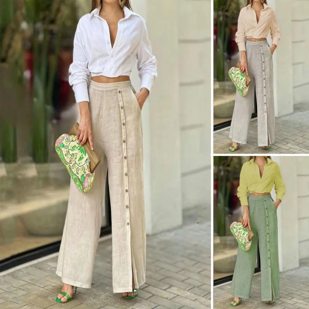 Chic Solid Color Two Piece Denim Palazzo Pants Set With Wide Leg Pants And  Cardigan Casual Top And Trousers Suit 230511 From Kong04, $22.27