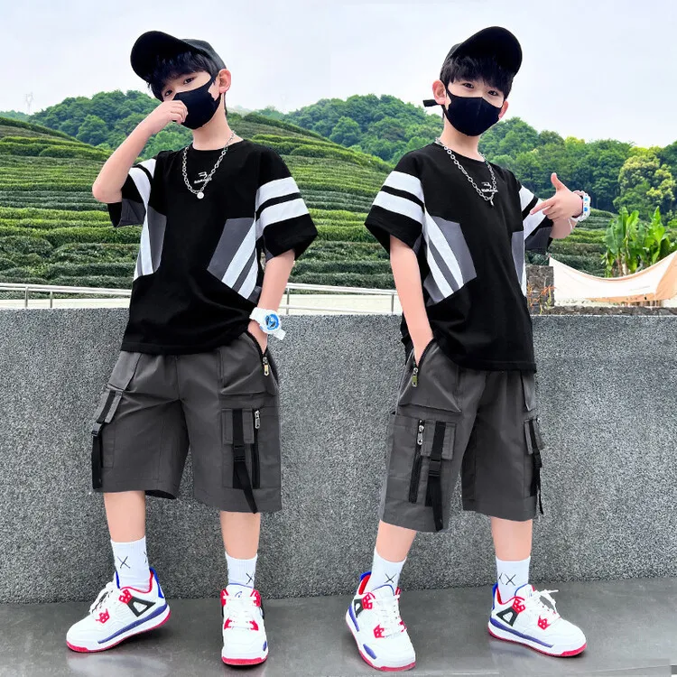 SetsSuits Costume court d t pour gar on 2023 Pantalon de travail manches de sport junior pour enfants Ensemble 2 pi ces 312Y 2023 230510