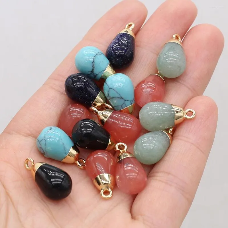 Pendant Necklaces Natural Stone Gem Drop Turquoise Aventurine Handmade Crafts DIY Necklace Bracelet Earring Accessories For Woman 10x18mm