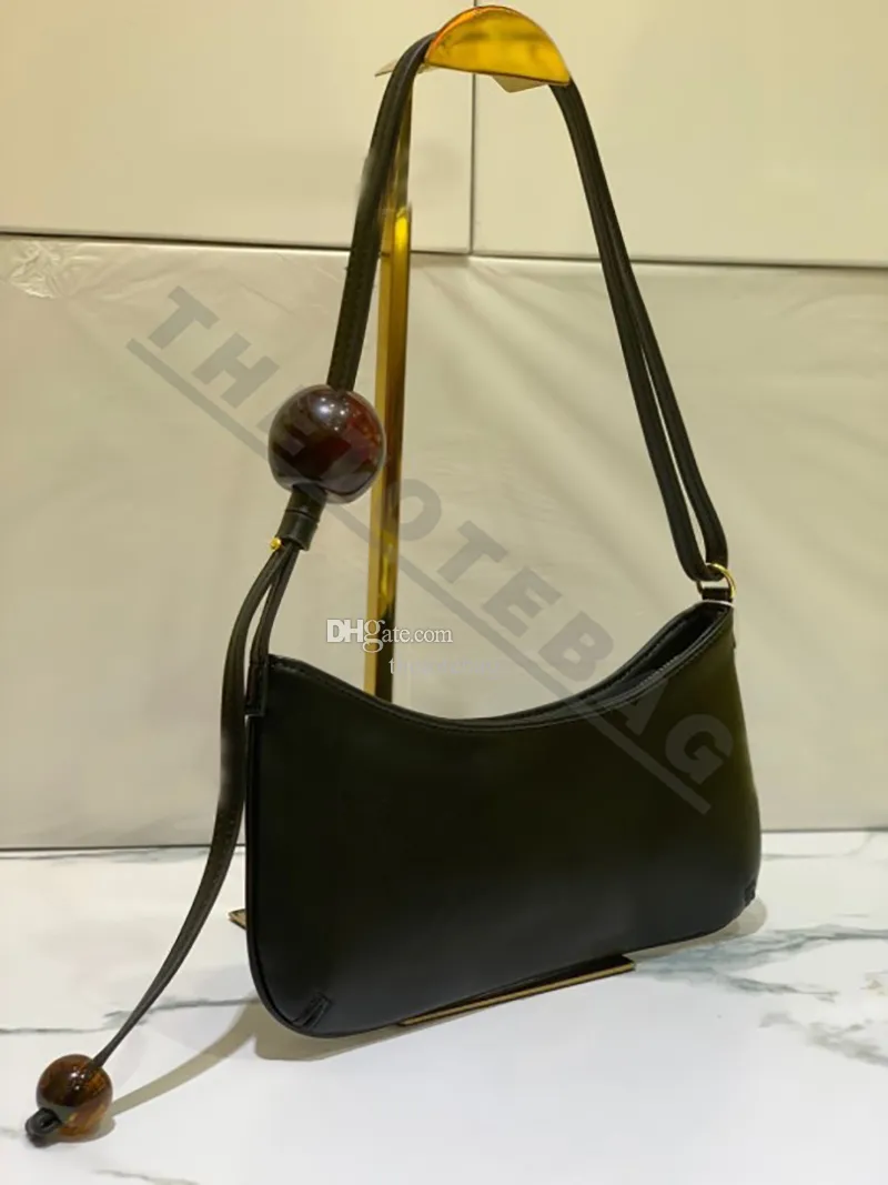 23 Le Bisou Perle leather shoulder bag Simon Porte Designer with large beads Fashion Women Baguette Handbags zipped closure Purse Wallet adjustable