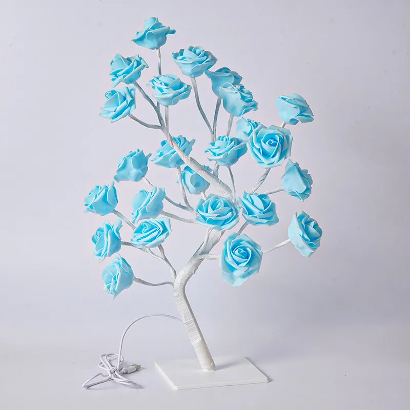 24 LED Rose Flower Flower Desk Lamp USB Operated Night Light For