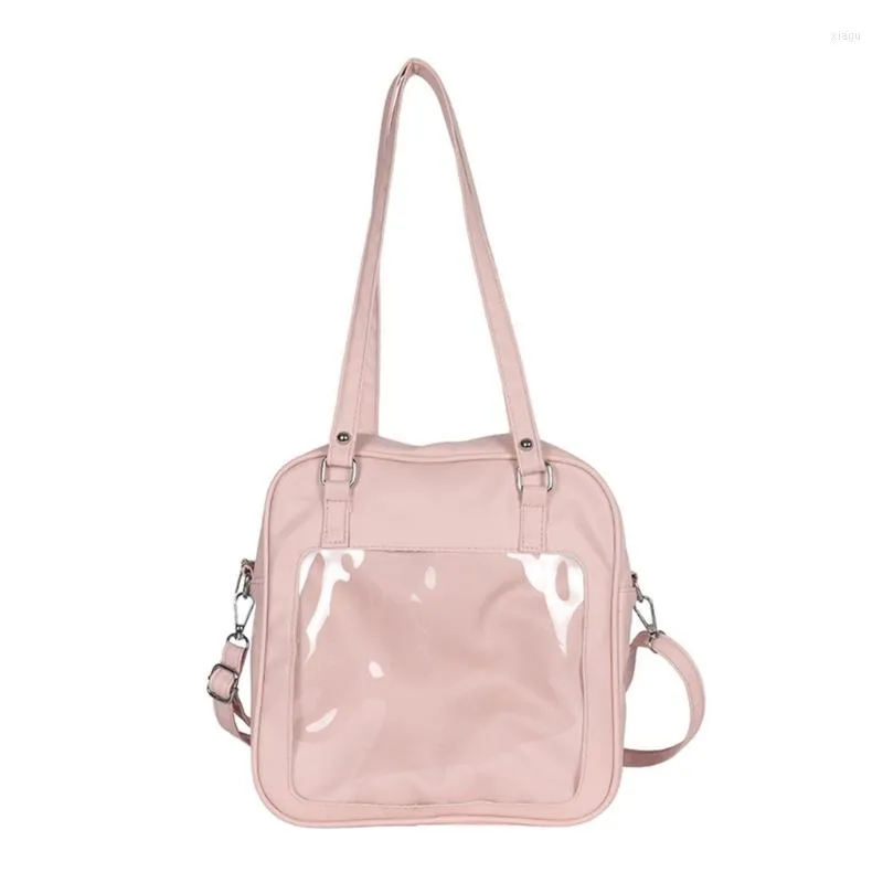 Cosmetische tassen vrouwen schattige vierkante schoudertas tiener crossbody all-matching messenger meisjes jk transparant topgreep handtas ins