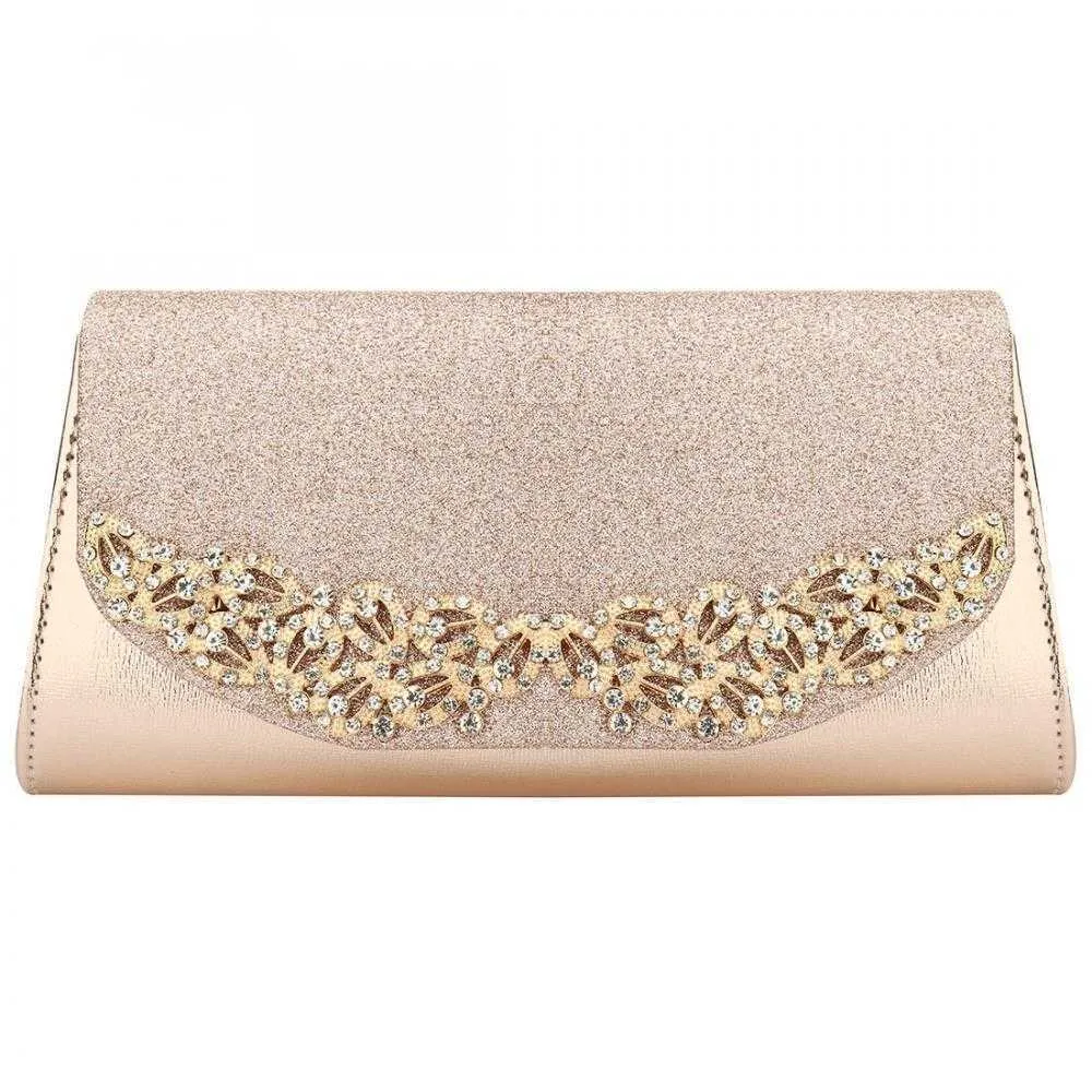 Evening Bags Champagne Wedding Clutch Female Sac Main Femme Gold Silver Large Capacity Luxury Florl Rhinestone Clutches 230427