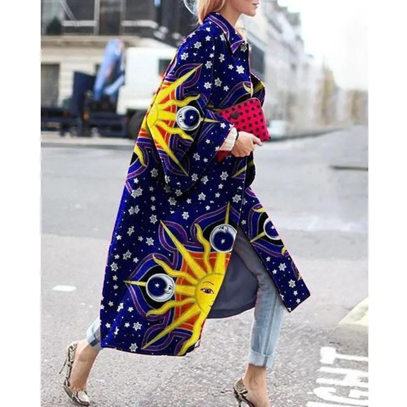 Fashion geometric color printed coat hotsell